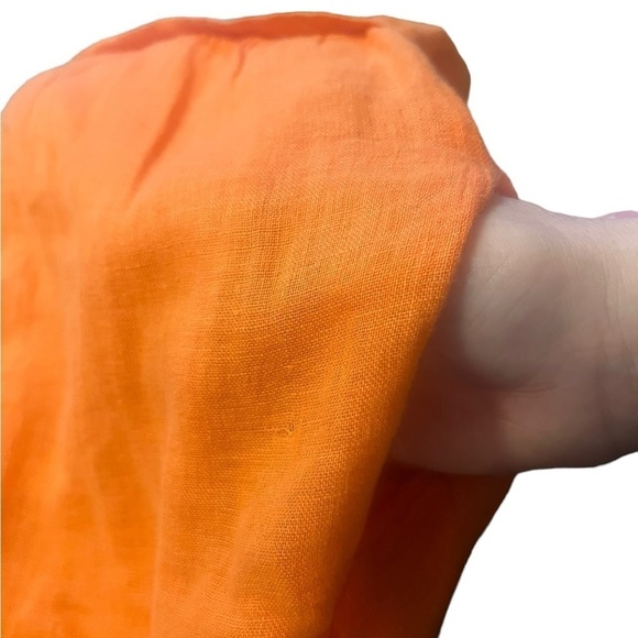 Artisan NY sleeveless button down orange 100% linen dress with pockets - Picture 7 of 11